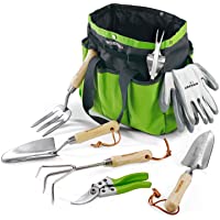 WORKPRO Juego de Herramientas para Jardín 8PC- Juego de Herramientas Jardinería de Acero Inoxidable- con Mango de Madera…